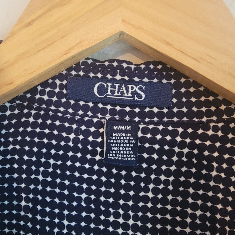 Chaps Navy Blue & White Button Up Blouse - Picture 2 of 3
